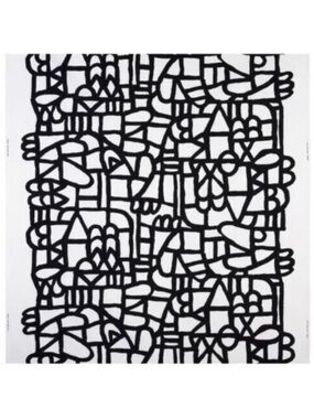 Ikea SKUGGBRACKA black and white abstract print cotton fabric by NIINA AALTO